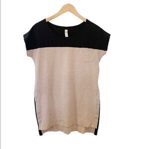 Lole Colour Block Black Tan Spilt Side Blouse